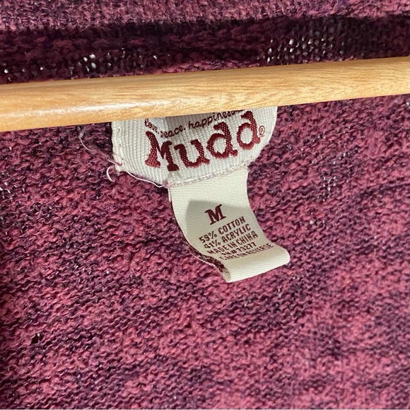 Mudd Heathered Maroon Chunky Knit Button-Down Cardigan - Picture 3 of 4